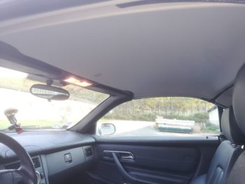 Remplacement du tissu de ciel de toit sur Coupé Mercedes CLK par RC Sellerie RC Sellerie