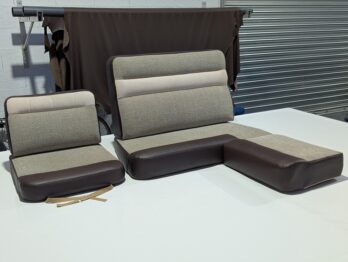 Réalisation d'une sellerie en simili-cuir et tissu pour un Camping car Ducato par RC Sellerie - partie Arrière RC Sellerie